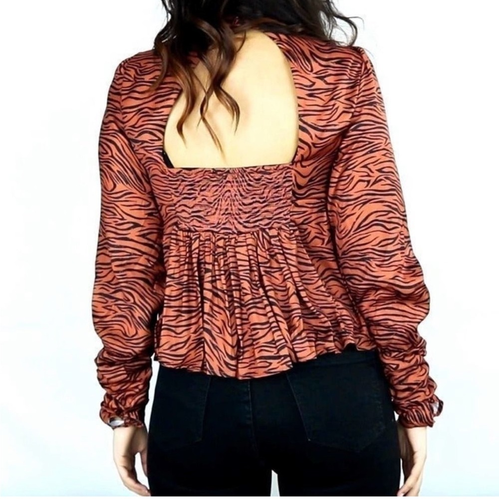 Free People Tiger Print Peplum Blouse S - Picture 2 of 13